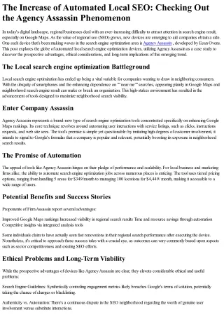 The Rise of Automated Local SEO: Examining the Agency Assassin