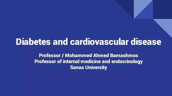 diabetes and cardiovascular disease