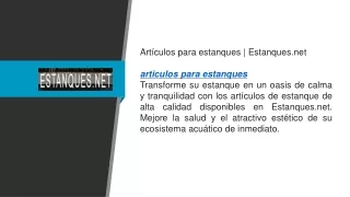 Artículos para estanques  Estanques.net