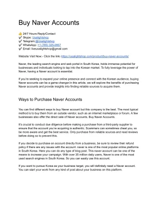 Buy Naver Accounts