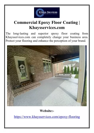 Commercial Epoxy Floor Coating | Khaysservices.com