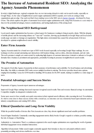 The Rise of Automated Local SEO: Examining the Agency Assassin