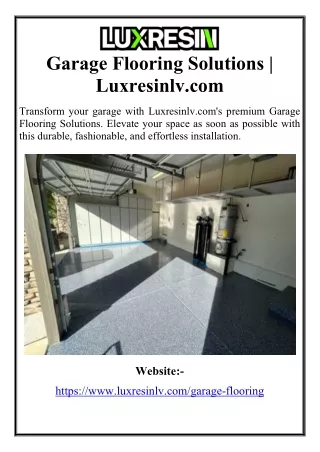 Garage Flooring Solutions | Luxresinlv.com