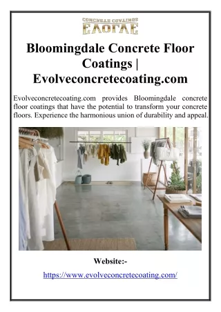 Bloomingdale Concrete Floor Coatings | Evolveconcretecoating.com