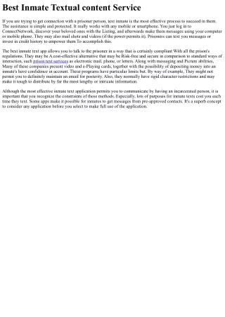 Most effective Inmate Textual content Service
