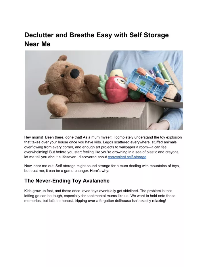 declutter and breathe easy with self storage near