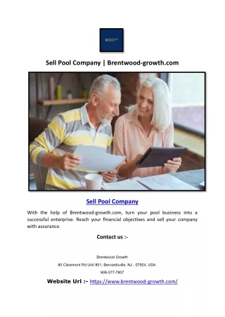 Sell Pool Company | Brentwood-growth.com