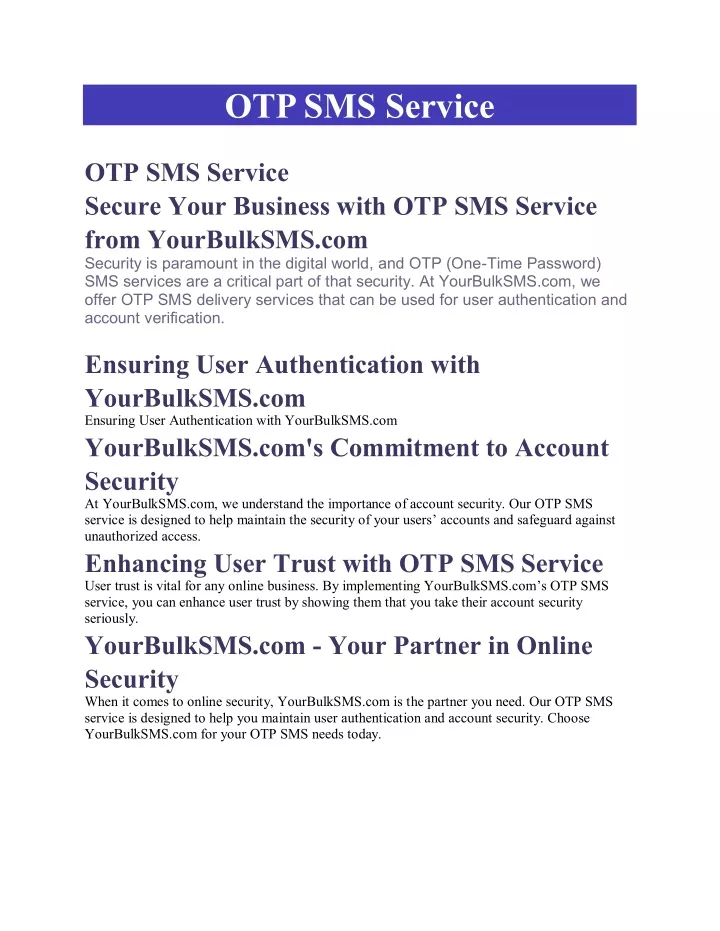 otp sms service