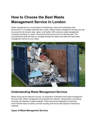 how to choose the best waste management service
