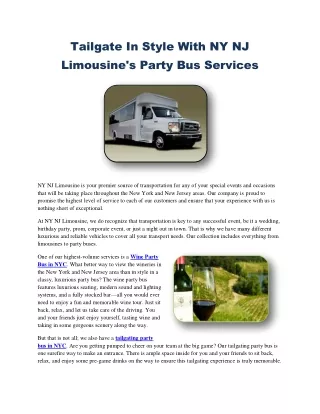 Tailgate In Style With NY NJ Limousine's Party Bus Services