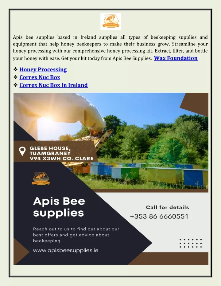 apis bee supplies based in ireland supplies