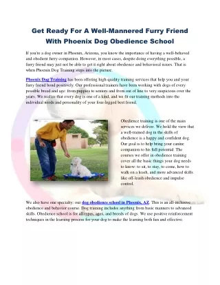 Get Ready For A Well-Mannered Furry Friend With Phoenix Dog Obedience School