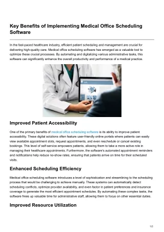 Key Benefits of Implementing Medical Office Scheduling Software