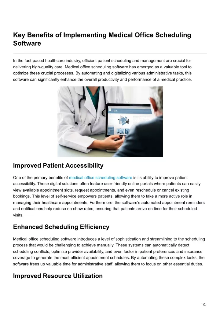 key benefits of implementing medical office