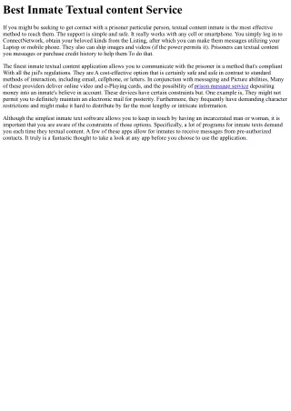 Best Inmate Textual content Assistance