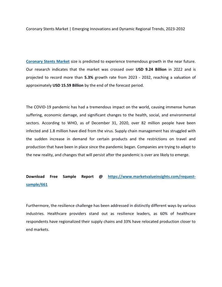 coronary stents market emerging innovations