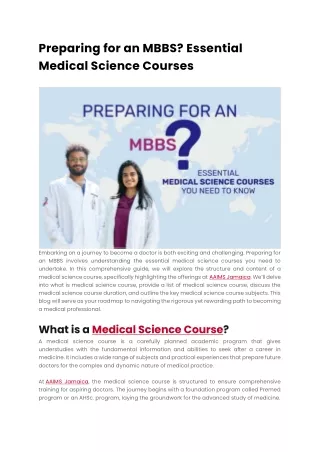List of Medical Science Course