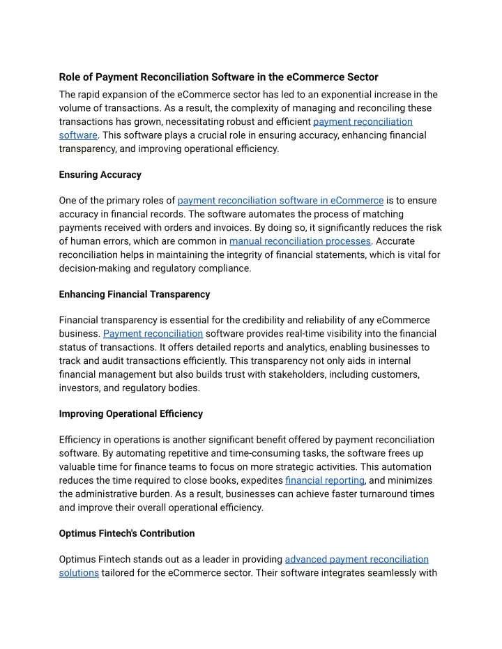 role of payment reconciliation software