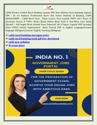 caiib elective subject rural banking capsule