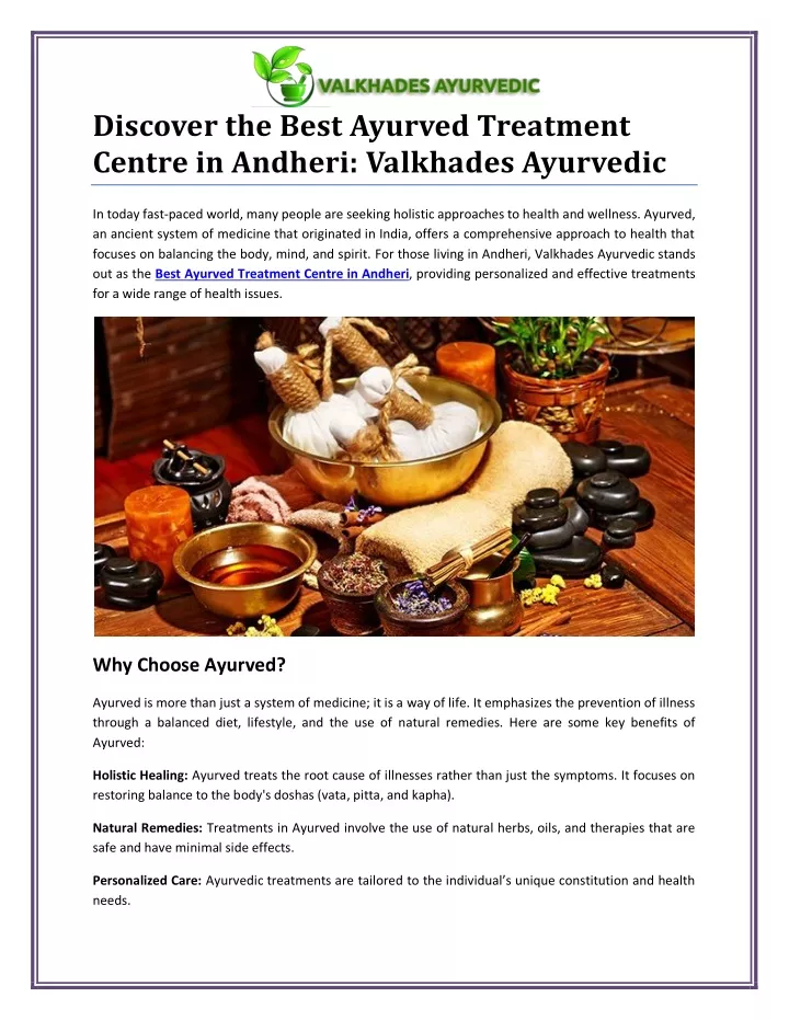 discover the best ayurved treatment centre