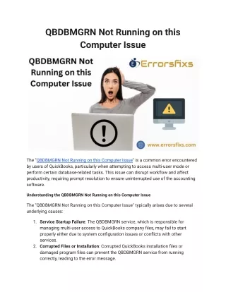 QBDBMGRN Not Running on this Computer Issue