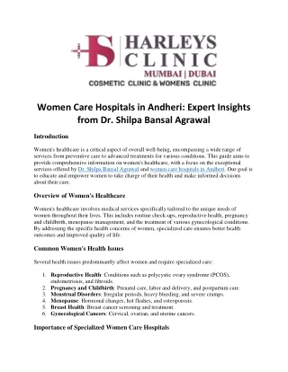 Women Care Hospitals in Andheri & Expert Insights from Dr Shilpa Bansal Agrawal