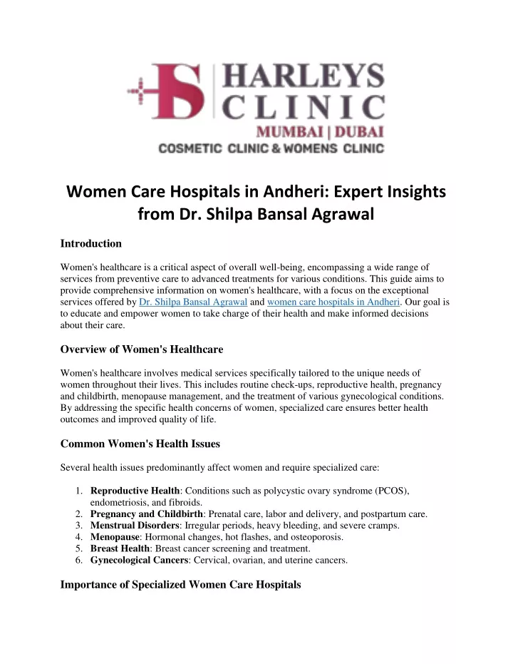 women care hospitals in andheri expert insights