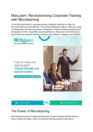 MaxLearn_ Revolutionizing Corporate Training with Microlearning