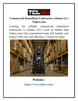 Commercial Demolition Contractors Atlanta Ga Tclpro