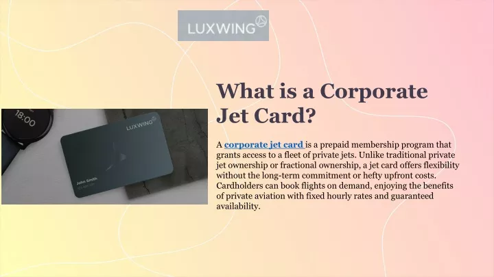 what is a corporate jet card