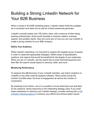 Building a Strong LinkedIn Network for Your B2B Business