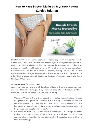 How To Keep Stretch Marks At Bay: Your Natural Curaloe Solution