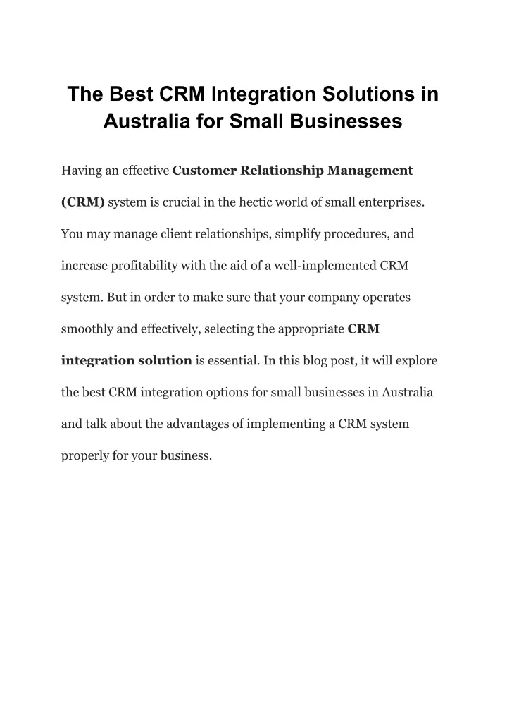 the best crm integration solutions in australia