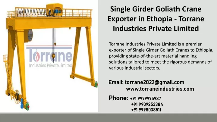 single girder goliath crane exporter in ethopia