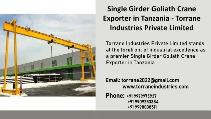 single girder goliath crane exporter in tanzania