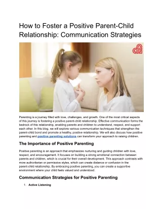 How to Foster a Positive Parent-Child Relationship: Communication Strategies