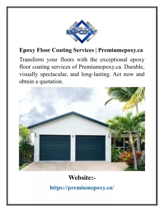 Epoxy Floor Coating Services  Premiumepoxy.ca_