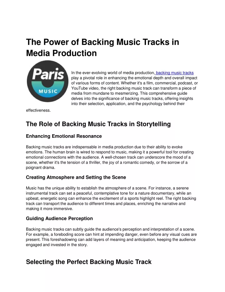 the power of backing music tracks in media