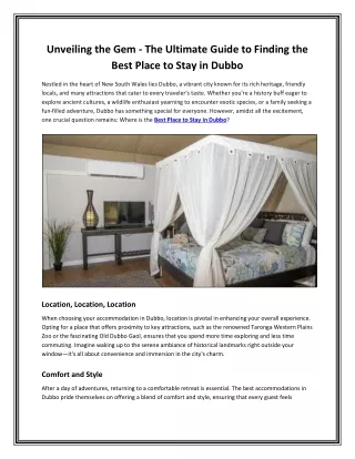 Unveiling the Gem - The Ultimate Guide to Finding the Best Place to Stay in Dubb