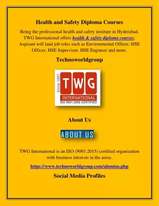 health and safety diploma courses