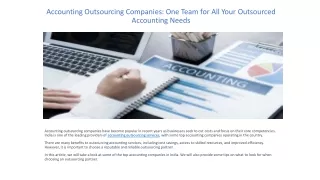 Accounting Outsourcing Companies