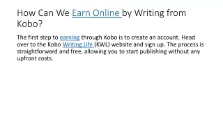 how can we earn online by writing from kobo