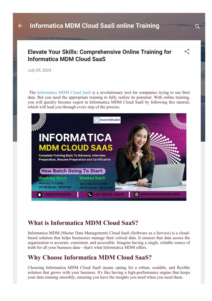 informatica mdm cloud saas online training