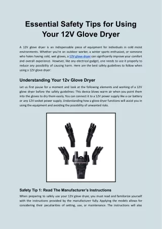 Essential Safety Tips for Using Your 12V Glove Dryer