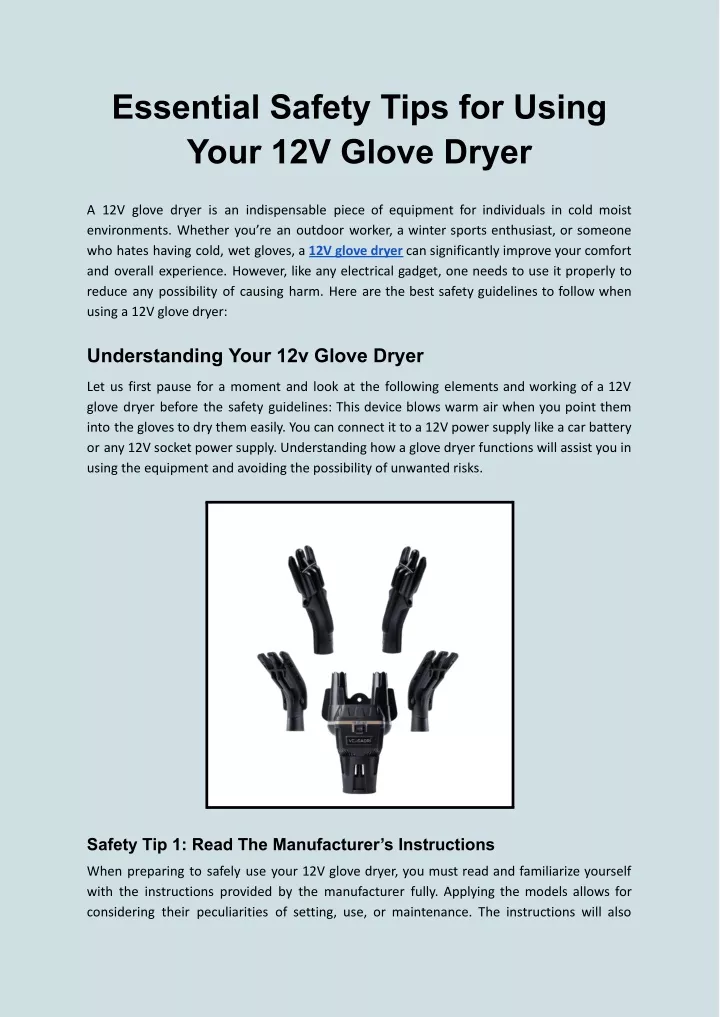 essential safety tips for using your 12v glove