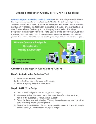 Create a Budget in QuickBooks Online & Desktop