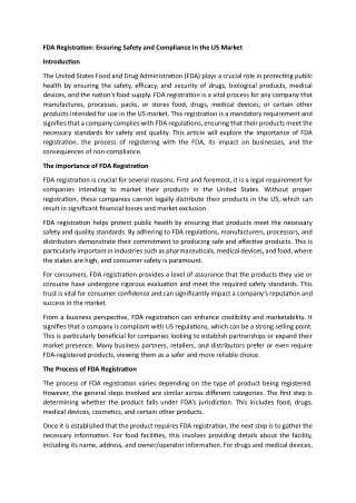 fda registration ensuring safety and compliance