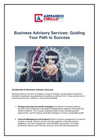Business Advisory Services- Guiding Your Path to Success