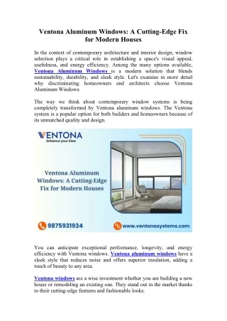 Ventona Aluminum Windows