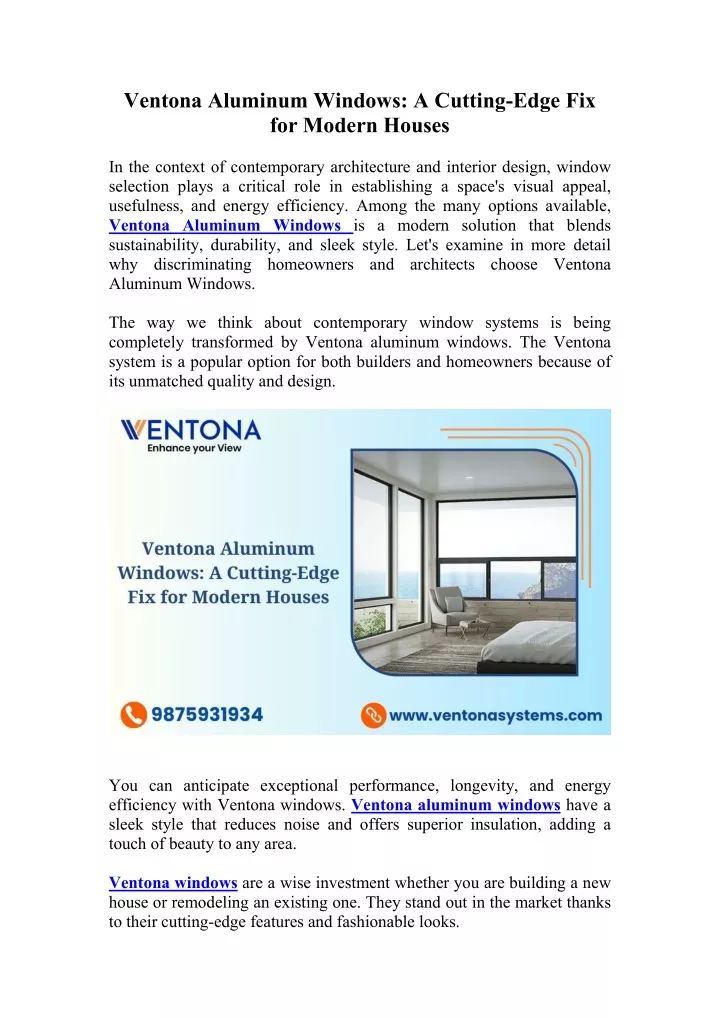 ventona aluminum windows a cutting edge